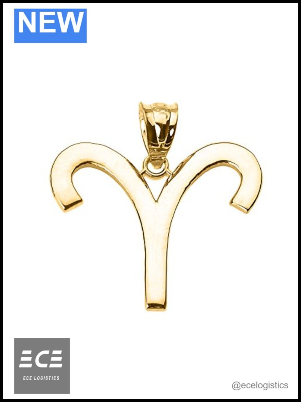 10K Yellow Gold Aries Zodiac Charm Pendant Personalized Jewelry